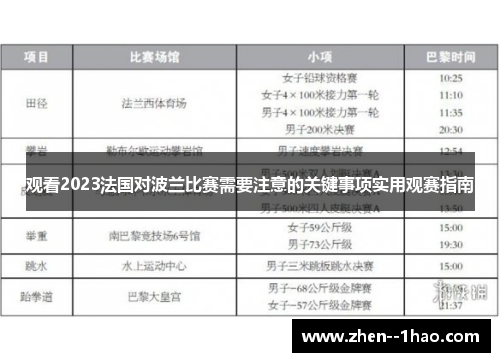 观看2023法国对波兰比赛需要注意的关键事项实用观赛指南